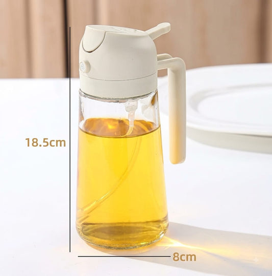 Dispensador 2 en 1 de Aceite — Rociador y Vertedor de Vidrio ✨