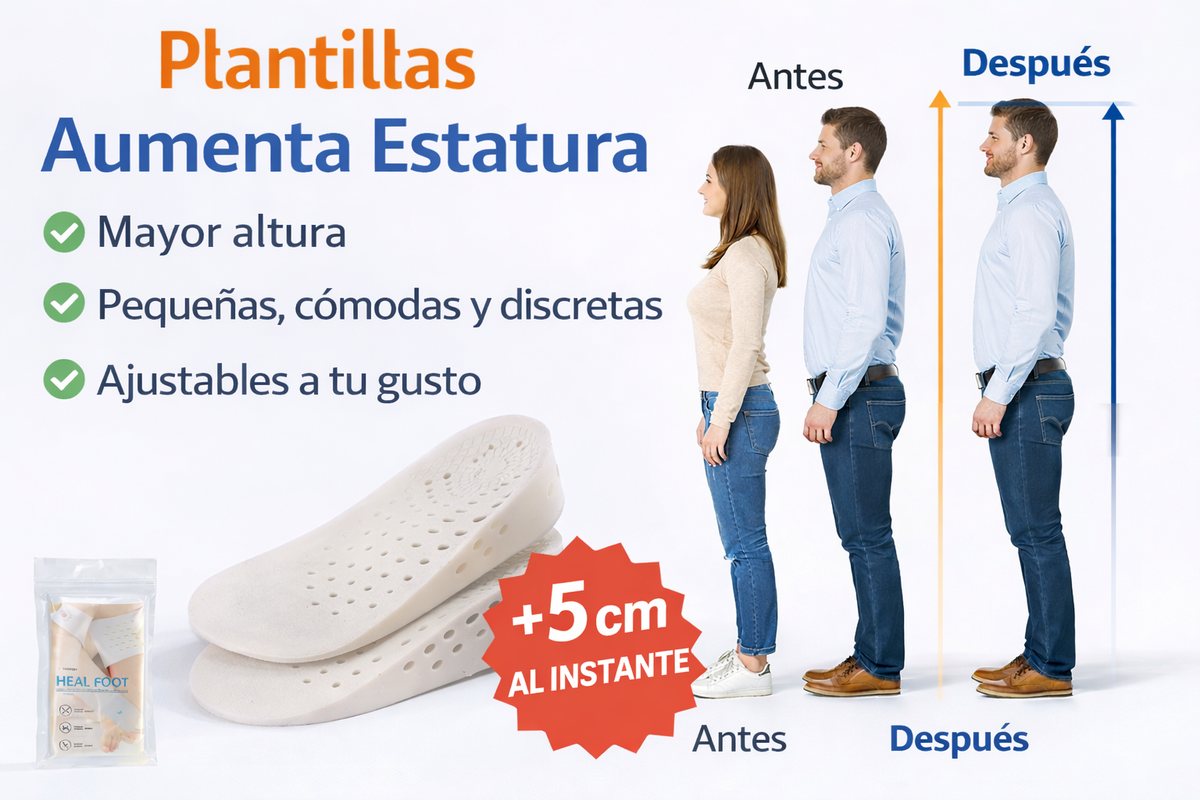 📏Plantillas Aumenta Estatura – Hasta +5 cm Invisibles📈