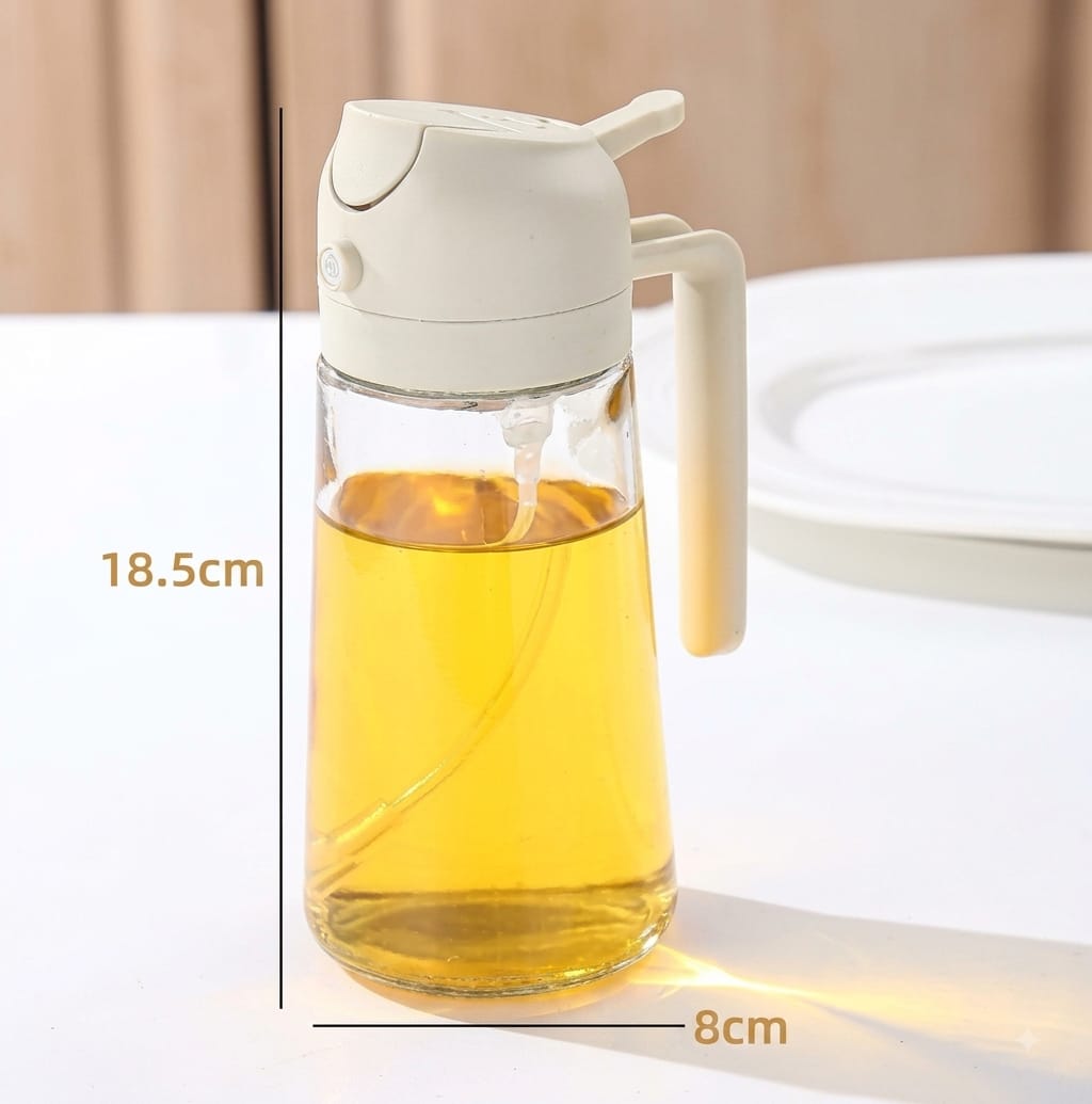 Dispensador 2 en 1 de Aceite — Rociador y Vertedor de Vidrio ✨